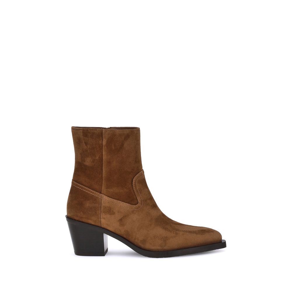 Stuart Weitzman Braune Kalbsleder Bos Taurus Stiefeletten