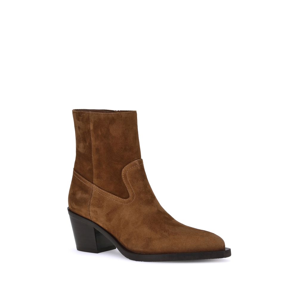Stuart Weitzman Braune Kalbsleder Bos Taurus Stiefeletten
