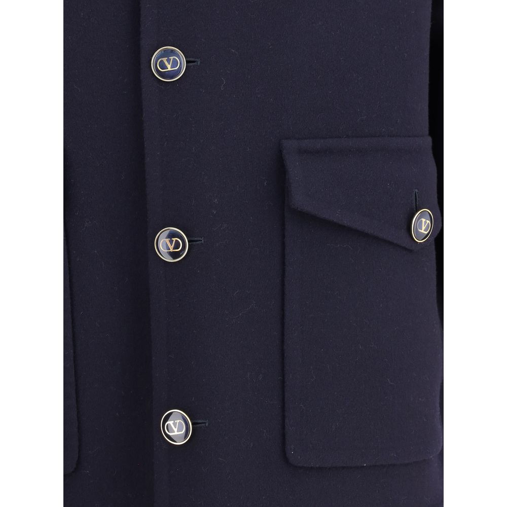 Valentino Wollmantel aus blauem Fleece