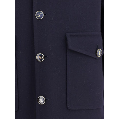 Valentino Wollmantel aus blauem Fleece
