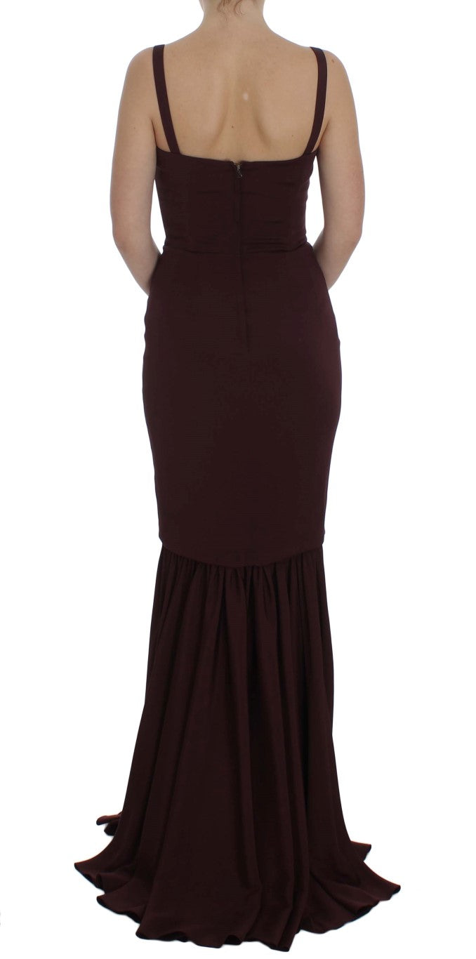 Dolce &amp; Gabbana Bordeaux Stretch-Etuikleid in voller Länge