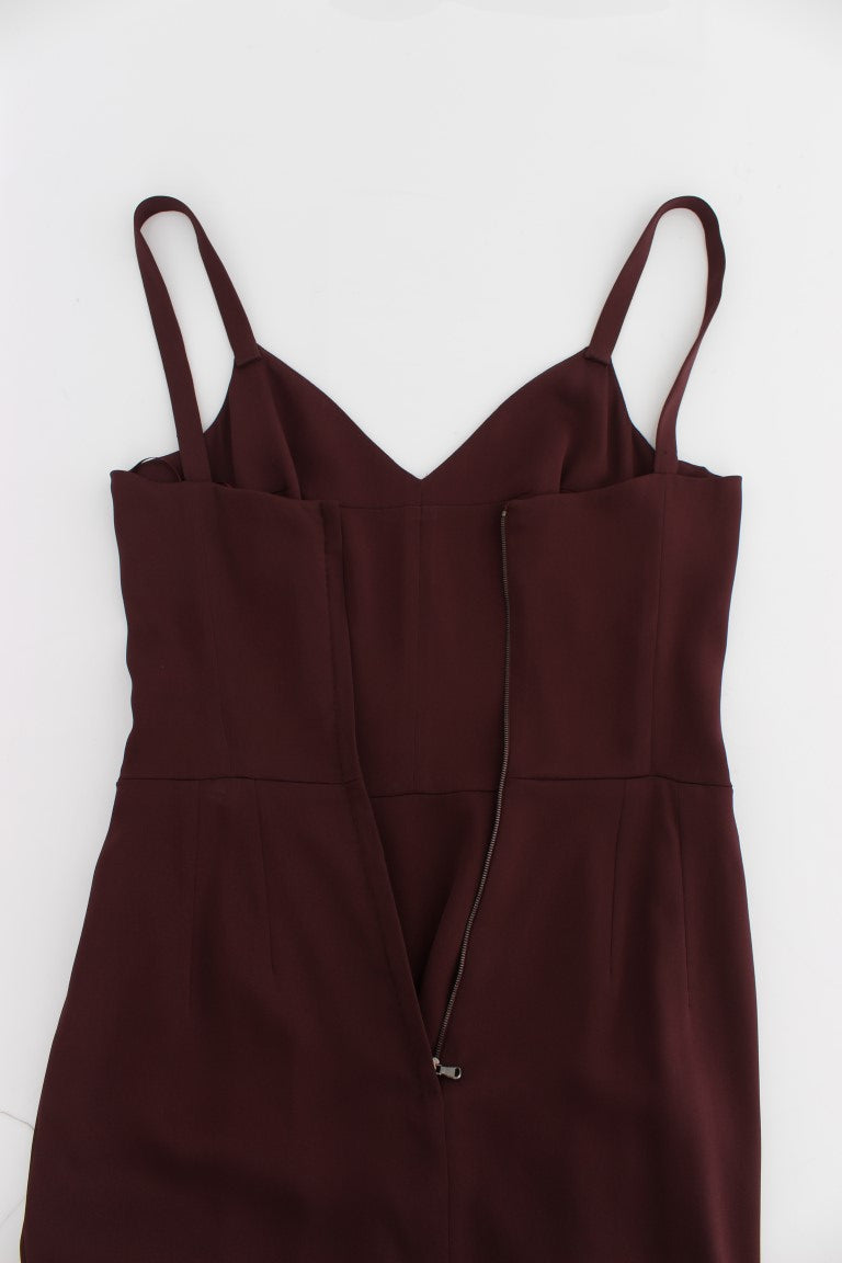 Dolce &amp; Gabbana Bordeaux Stretch-Etuikleid in voller Länge