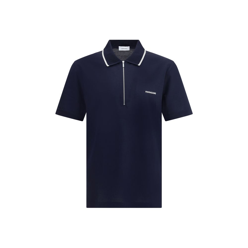 Ferragamo Blaues Baumwoll-Poloshirt