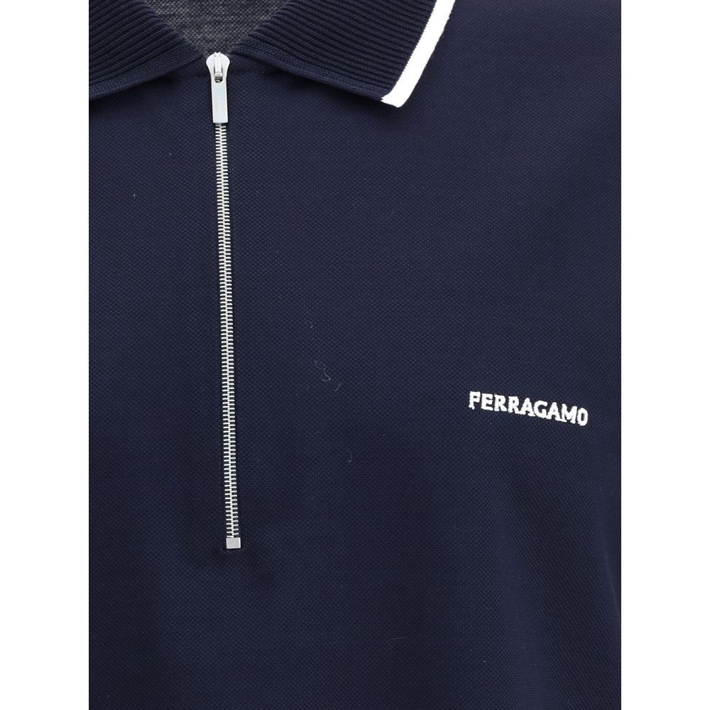 Ferragamo Blaues Baumwoll-Poloshirt