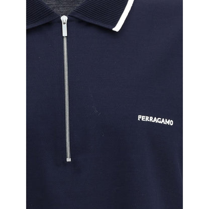 Ferragamo Blaues Baumwoll-Poloshirt
