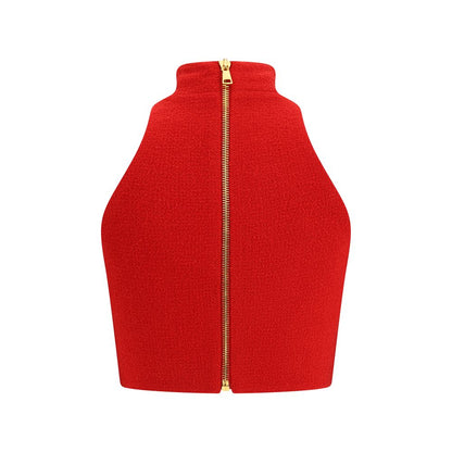 Balmain Rotes Fleece-Oberteil aus Wolle