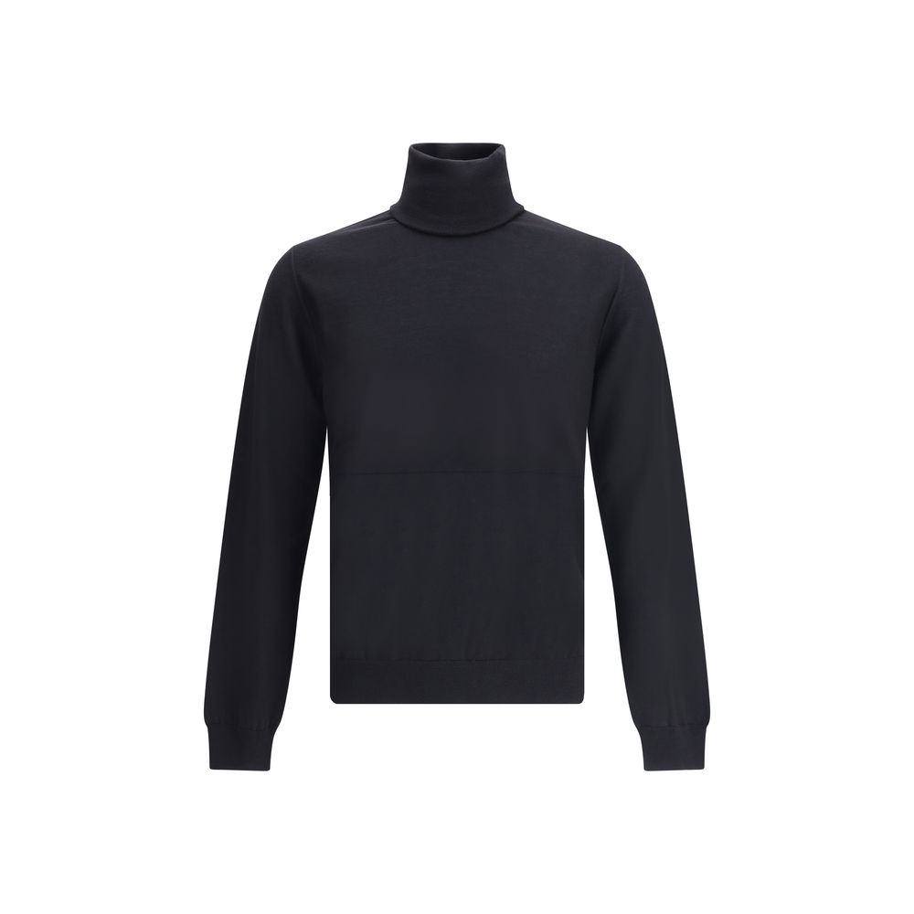 Jil Sander Schwarzes Fleece-Sweatshirt aus Wolle