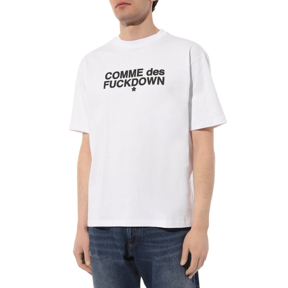 Comme Des Fuckdown – Weißes Baumwoll-T-Shirt
