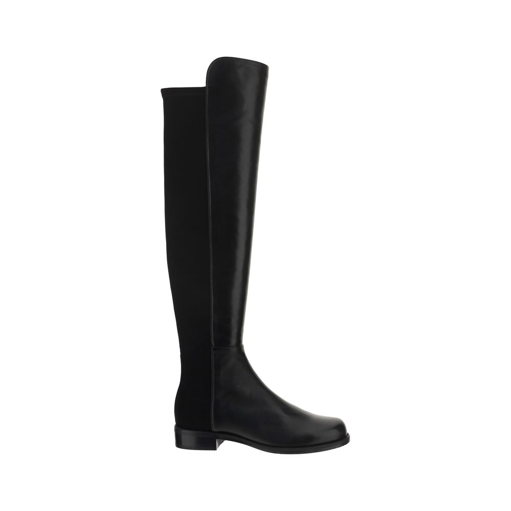 Stuart Weitzman Schwarze Gummi-Overknee-Stiefel