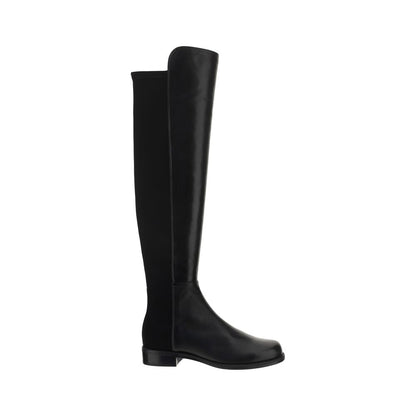 Stuart Weitzman Schwarze Gummi-Overknee-Stiefel