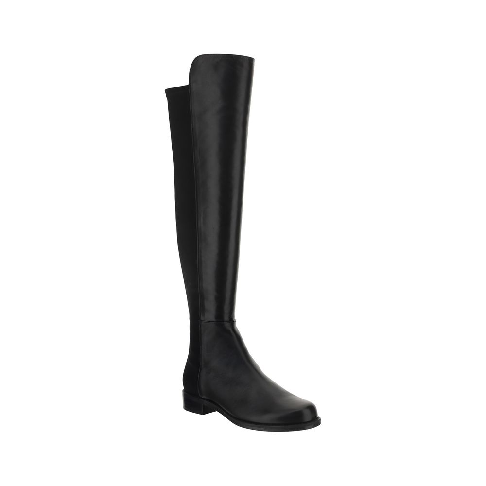 Stuart Weitzman Schwarze Gummi-Overknee-Stiefel