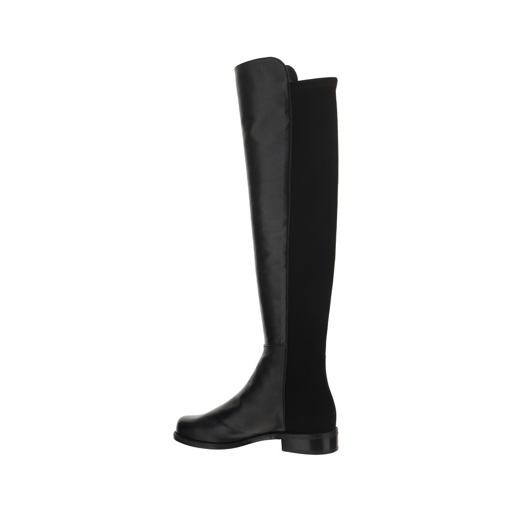 Stuart Weitzman Schwarze Gummi-Overknee-Stiefel