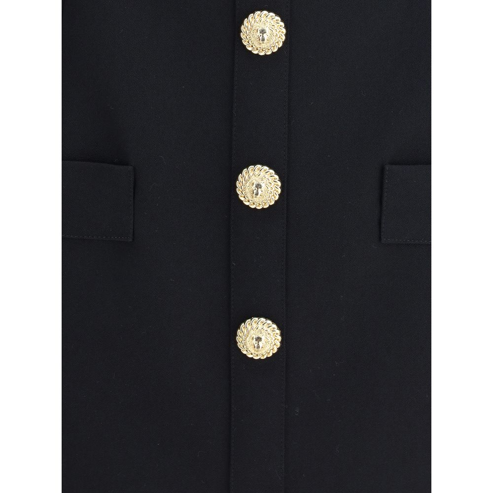 Schwarzes Fleece-Woll-Freizeitkleid von Balmain