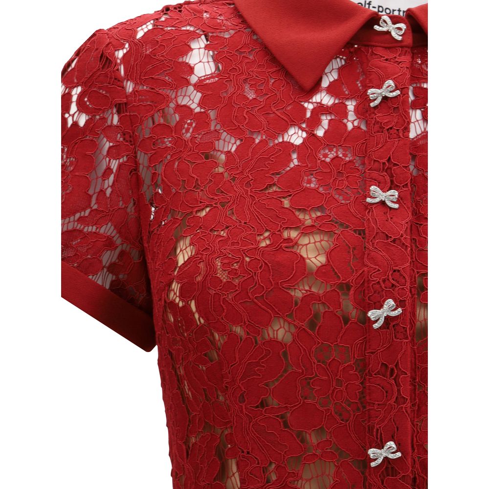 Selbstporträt Rotes Baumwoll-Freizeitkleid