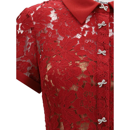 Selbstporträt Rotes Baumwoll-Freizeitkleid