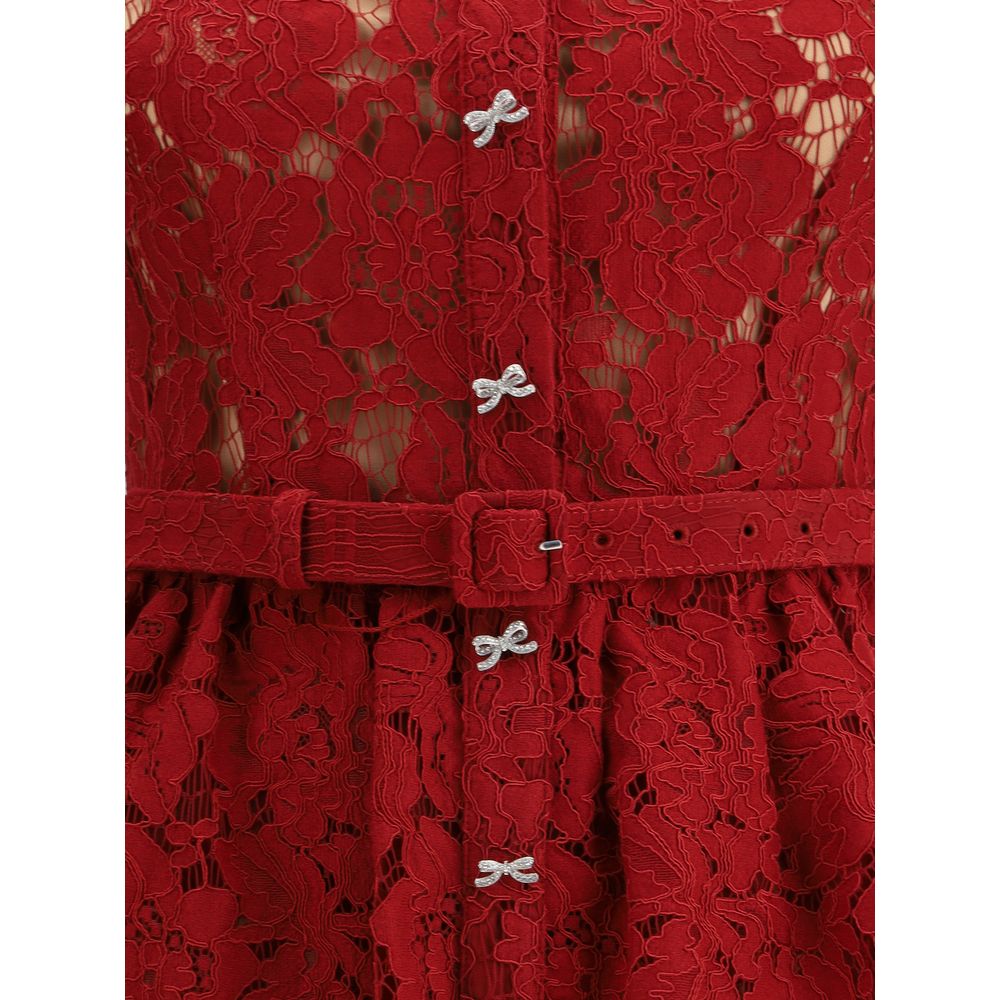 Selbstporträt Rotes Baumwoll-Freizeitkleid