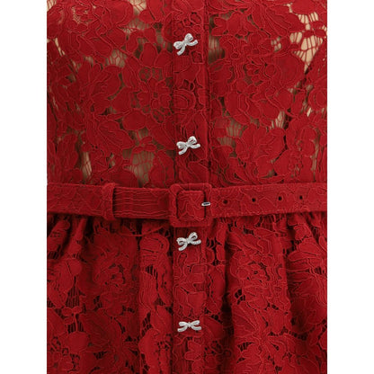 Selbstporträt Rotes Baumwoll-Freizeitkleid