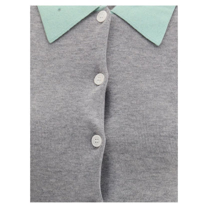 Self-Portrait Gray Merino Wool Cardigan