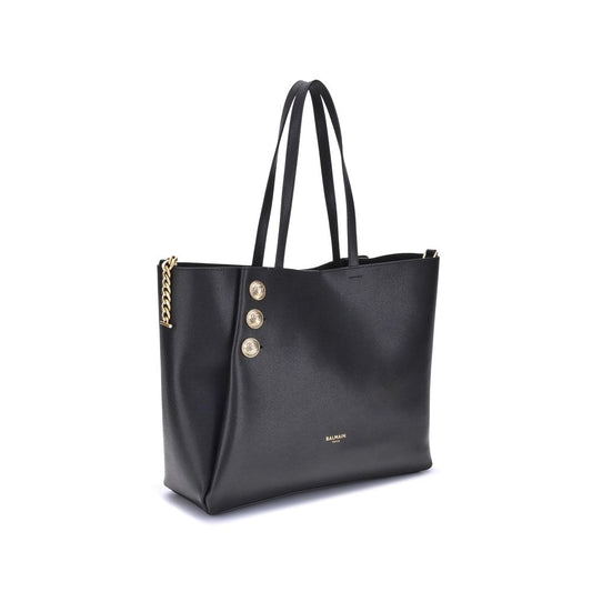 Balmain Schultertasche aus schwarzem Kalbsleder (Bos Taurus)
