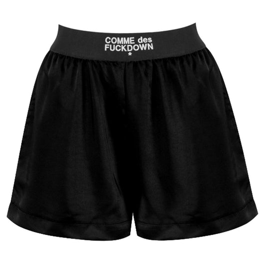 Comme Des Fuckdown – Schwarze Polyester-Shorts