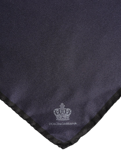 Dolce & Gabbana Blue DG Crown Silk Square Men Foulard Scarf