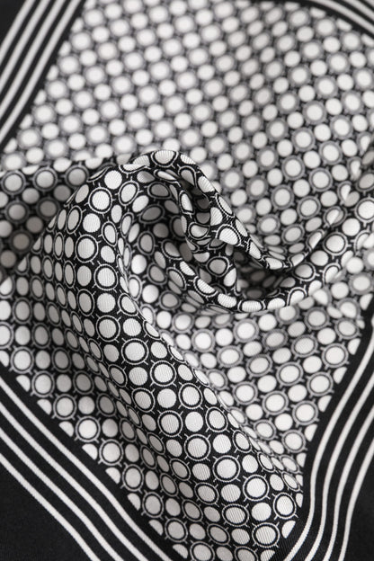 Dolce &amp; Gabbana Schwarz-Weiß gemusterter quadratischer Herren-Foulardschal