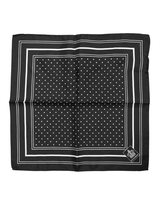 Dolce & Gabbana Black White Polka Dot Men Foulard Scarf