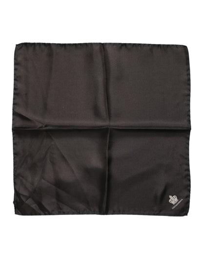Dolce &amp; Gabbana Brauner quadratischer Foulard aus Seide mit DG Crown-Motiv für Herren
