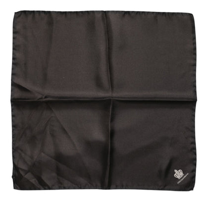 Dolce &amp; Gabbana Brauner quadratischer Foulard aus Seide mit DG Crown-Motiv für Herren