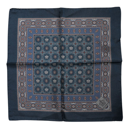 Dolce &amp; Gabbana – Blau bedruckter quadratischer Foulard aus Seide für Herren