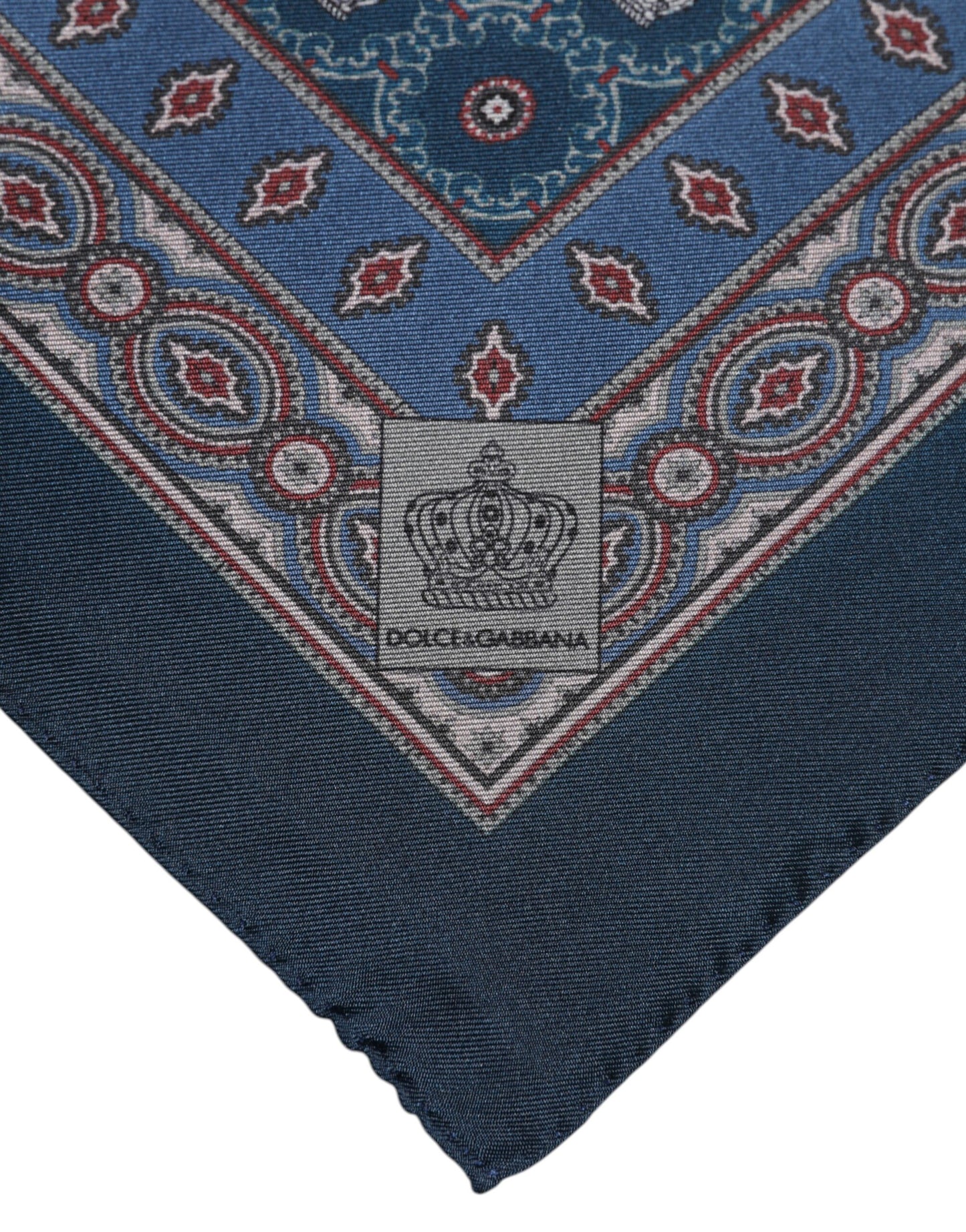 Dolce &amp; Gabbana – Blau bedruckter quadratischer Foulard aus Seide für Herren