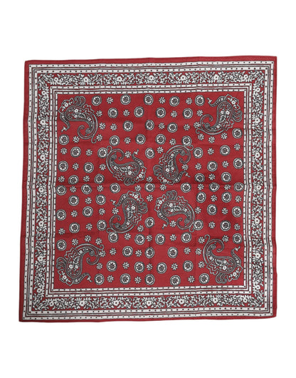 Dolce & Gabbana Red Floral Cotton Square Foulard Scarf