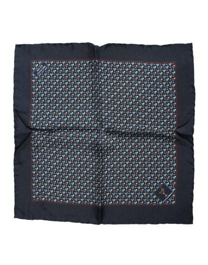 Dolce &amp; Gabbana – Blauer quadratischer Foulard-Schal aus Cocktailseide