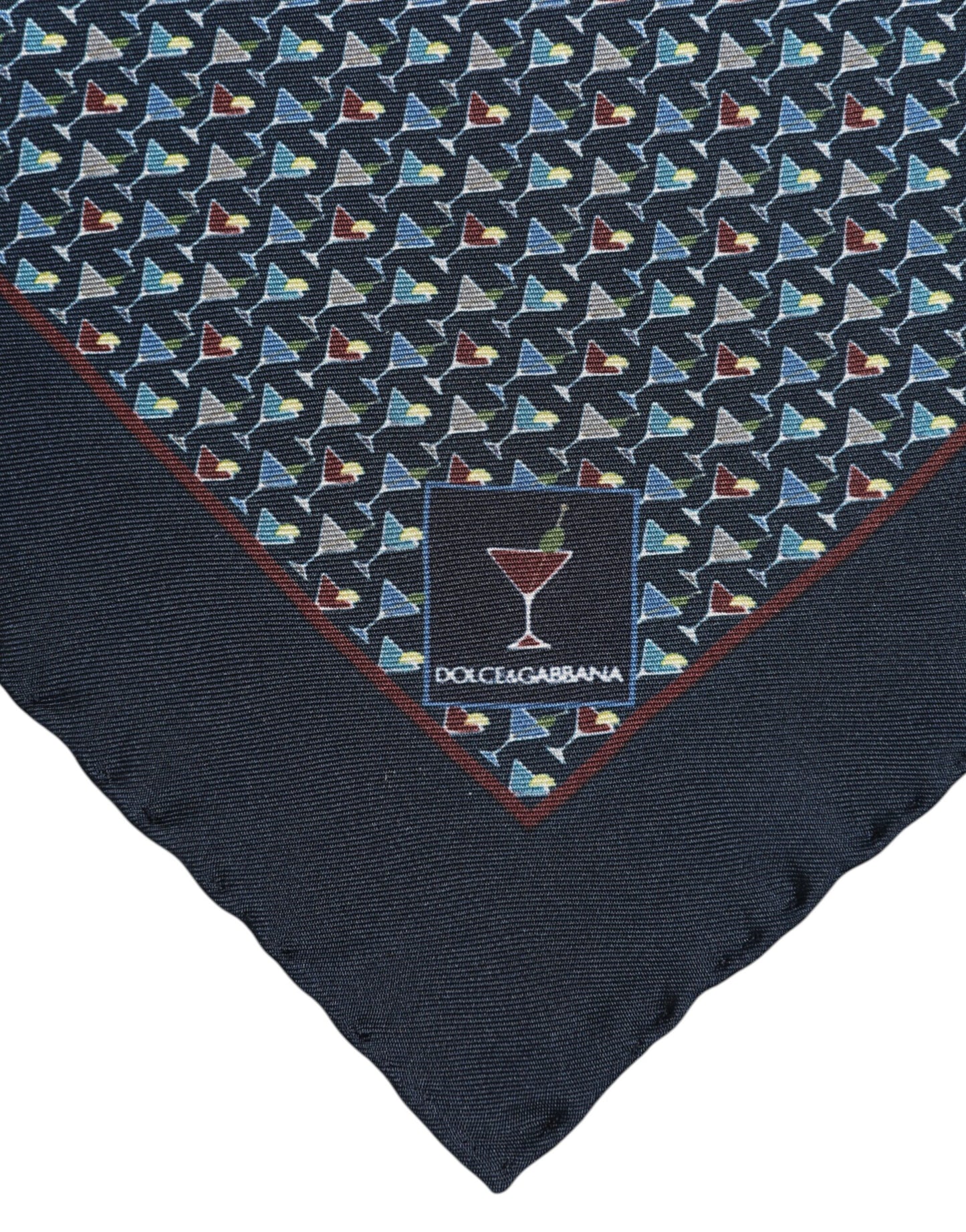 Dolce &amp; Gabbana – Blauer quadratischer Foulard-Schal aus Cocktailseide