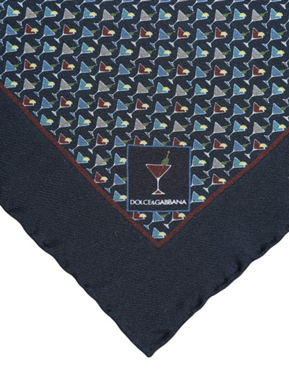 Dolce &amp; Gabbana – Blauer quadratischer Foulard-Schal aus Cocktailseide
