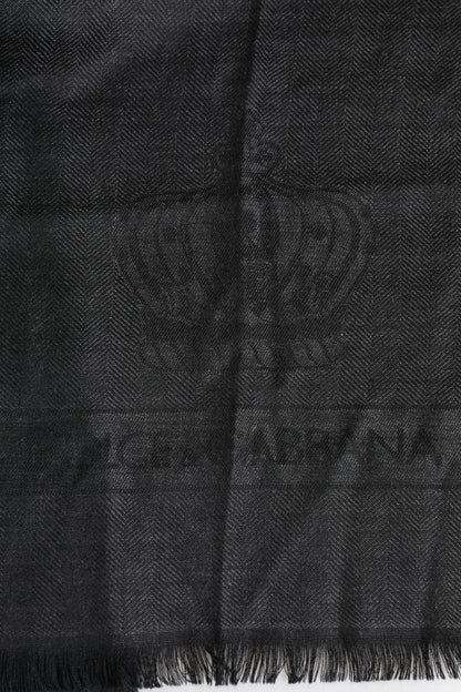 Dolce &amp; Gabbana – Dunkelgrauer Halswärmerschal aus Kaschmir mit Fransen