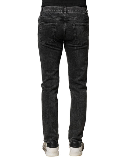 Dolce & Gabbana Black Washed Double Waistband Denim Jeans