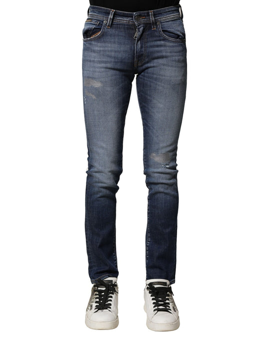 Dolce & Gabbana Blue Washed Cotton Slim Fit Men Denim Jeans