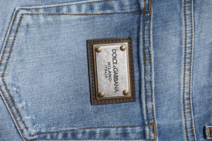 Dolce & Gabbana Blue Washed Cotton Skinny Men Denim Jeans