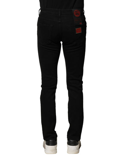 Dolce &amp; Gabbana – Schwarze Slim-Jeans aus Baumwolle mit Logo-Schild