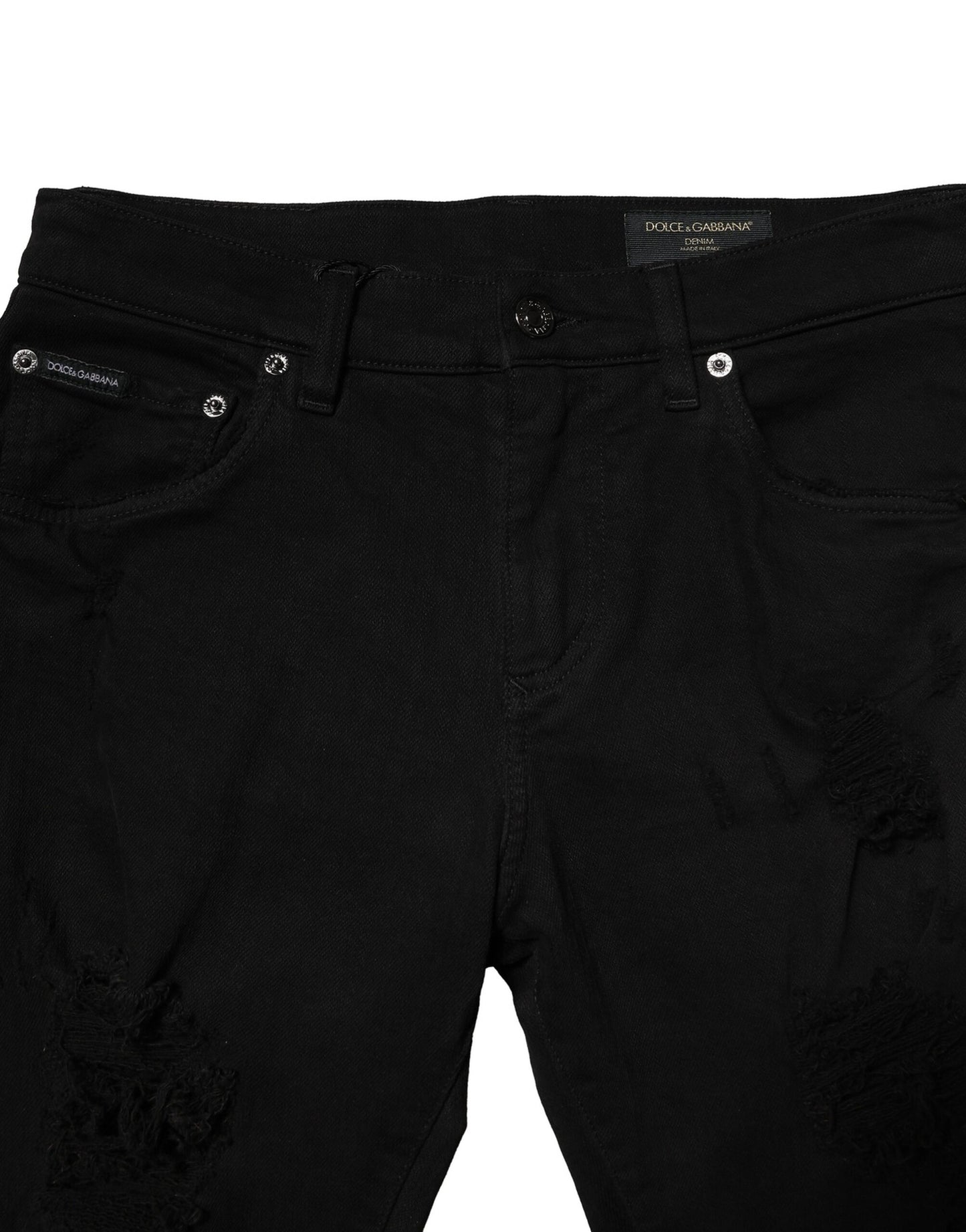 Dolce &amp; Gabbana – Schwarze Slim-Jeans aus Baumwolle mit Logo-Schild