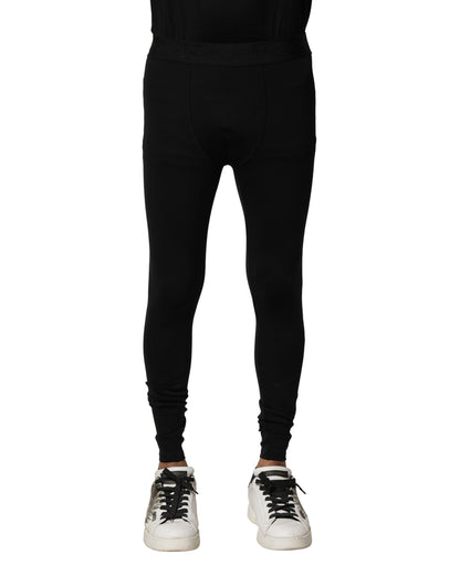 Dolce &amp; Gabbana Schwarze Leggings aus elastischem Nylon mit Logo für Herren