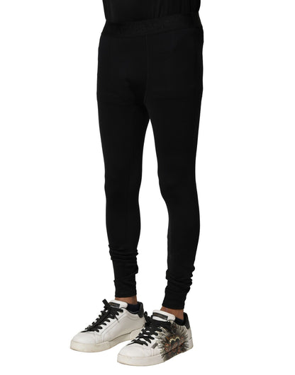 Dolce &amp; Gabbana Schwarze Leggings aus elastischem Nylon mit Logo für Herren