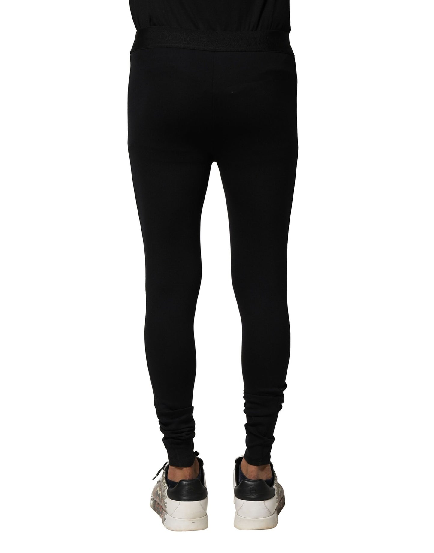 Dolce &amp; Gabbana Schwarze Leggings aus elastischem Nylon mit Logo für Herren