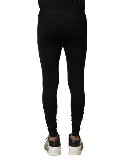 Dolce &amp; Gabbana Schwarze Leggings aus elastischem Nylon mit Logo für Herren