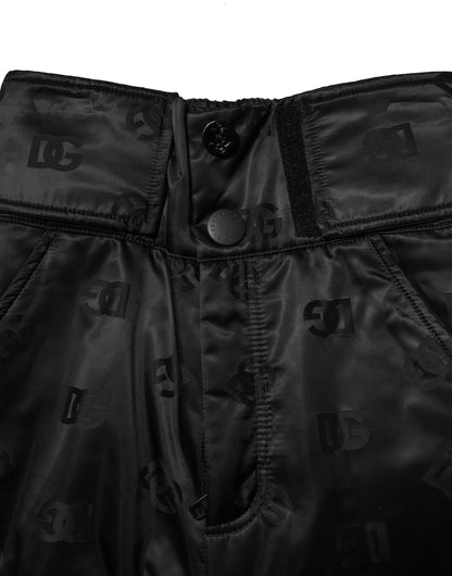 Dolce & Gabbana Black Nylon DG Logo Straight Pants