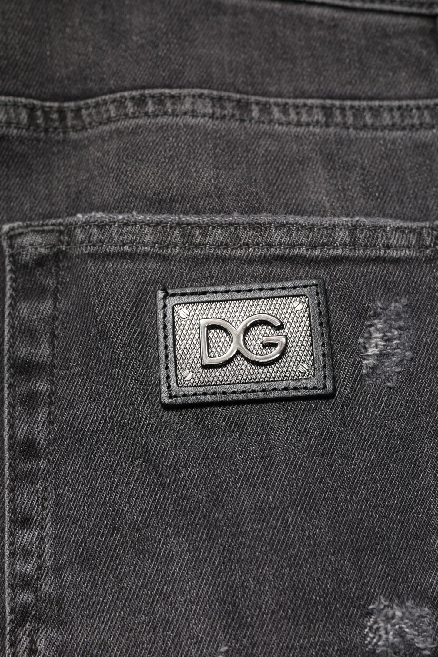 Dolce &amp; Gabbana – Schwarze, verwaschene, zerfetzte Slim-Fit-Jeans