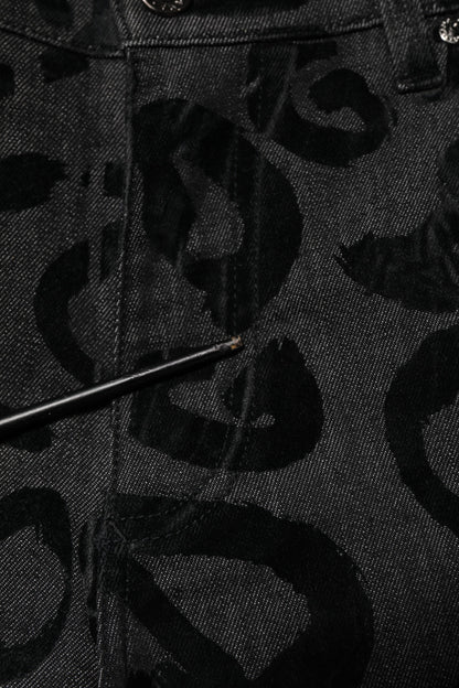 Dolce & Gabbana Gray Cotton DG Logo Straight Men Denim Jeans