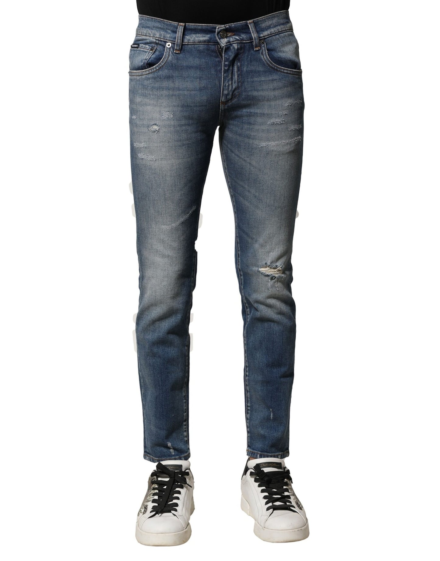 Dolce &amp; Gabbana Blaue Slim Fit-Jeans aus gewaschener Baumwolle für Herren
