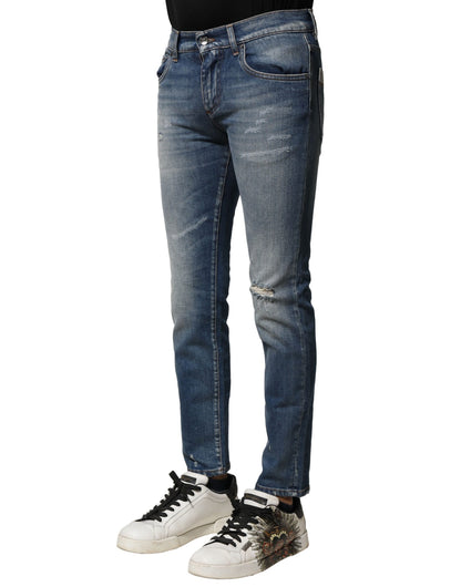 Dolce &amp; Gabbana Blaue Slim Fit-Jeans aus gewaschener Baumwolle für Herren